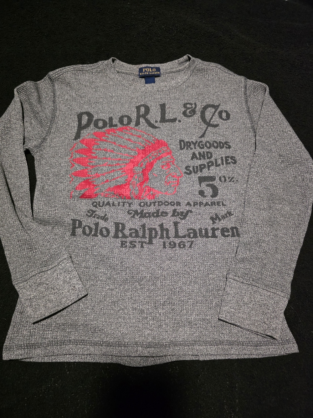 Polo by Ralph Lauren Kids Heather Gray Graphic Sweatshirt with Red Accent